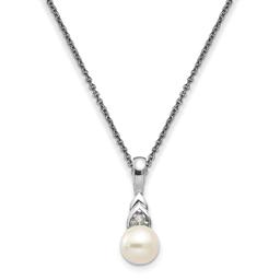 Gemstone Classics(tm) 14kt. White Gold Pearl Diamond Necklace