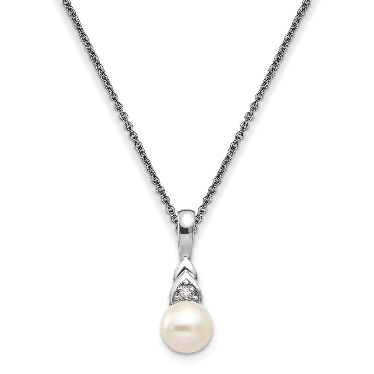 Gemstone Classics(tm) 14kt. White Gold Pearl Diamond Necklace