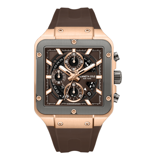 Mens Kenneth Cole New York® Chronograph Brown Watch-KCWGO0065502 - image 