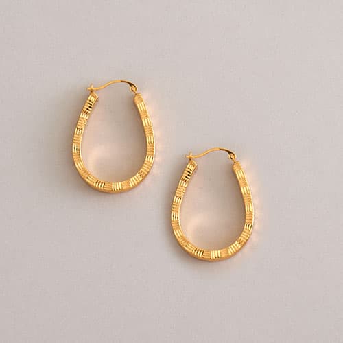 14kt. Yellow Gold Diamond Pear Shape Hoop Earrings