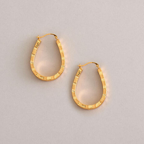 14kt. Yellow Gold Diamond Pear Shape Hoop Earrings - image 