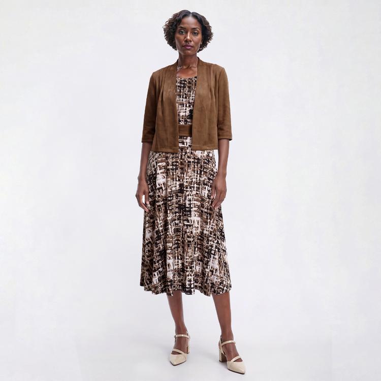 Petite Perceptions 3/4 Sleeve Abstract Suede Jacket Dress
