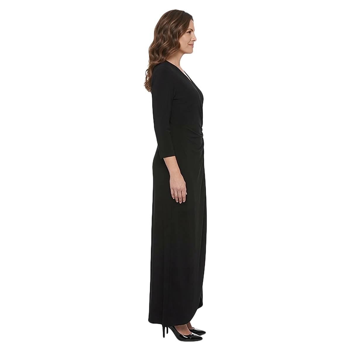 Womens Connected Apparel 3/4 Sleeve Rhinestone Pin Maxi Dress