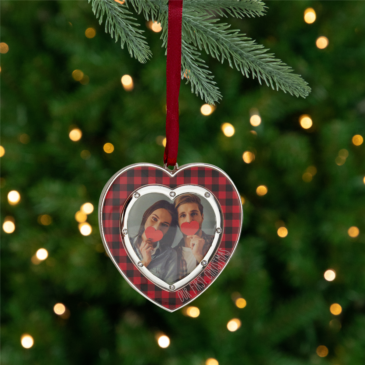 Northlight Buffalo Plaid Heart Picture Frame Christmas Ornament