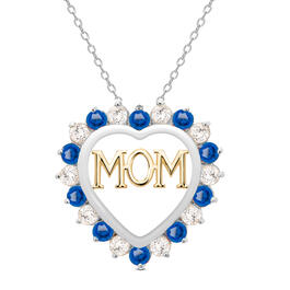 Gianni Argento Sapphire MOM Heart Pendant Necklace