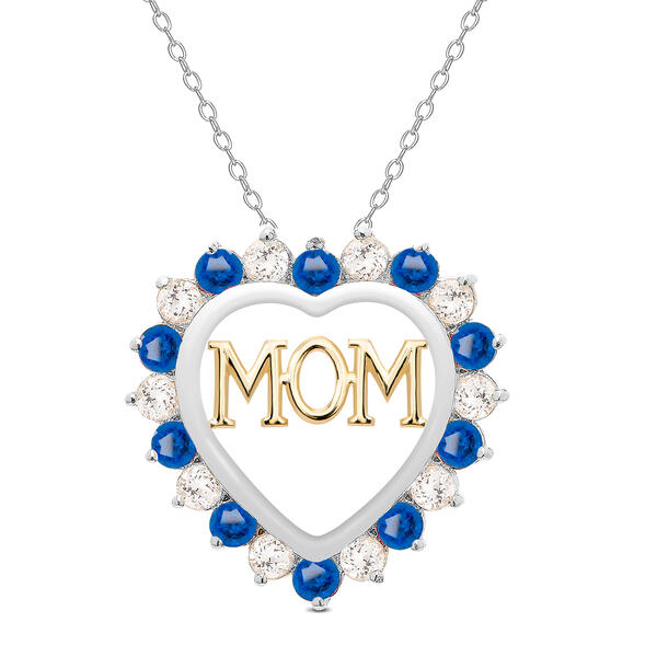 Gianni Argento Sapphire MOM Heart Pendant Necklace - image 