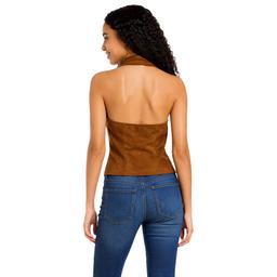 Juniors A. Byer Suede Button Front Halter Vest