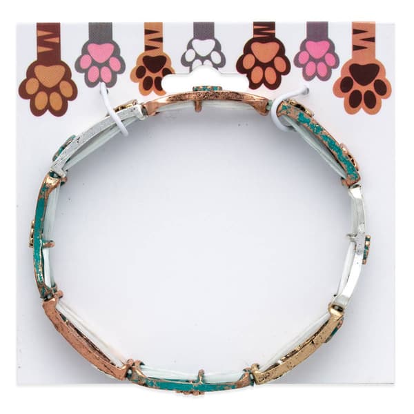 Mixed Metals & Antique Patina Tri-Tone Mom/Bone Stretch Bracelet