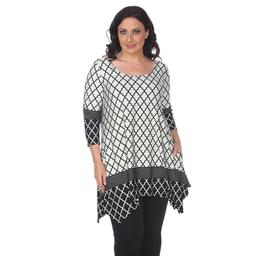 Plus Size White Mark 3/4 Sleeve Aicha Tunic Top