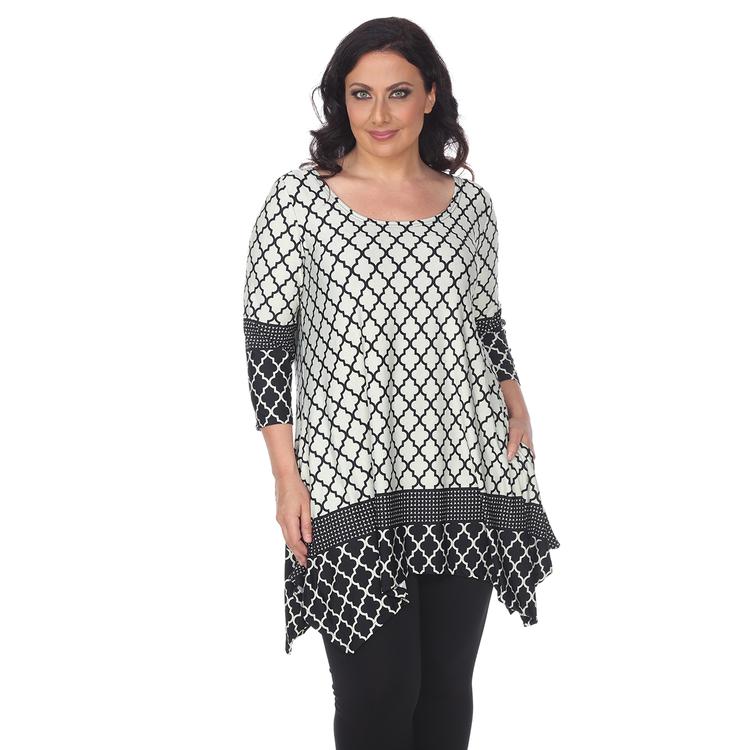 Plus Size White Mark 3/4 Sleeve Aicha Tunic Top