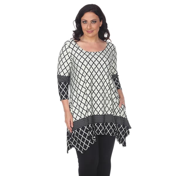 Plus Size White Mark 3/4 Sleeve Aicha Tunic Top - image 