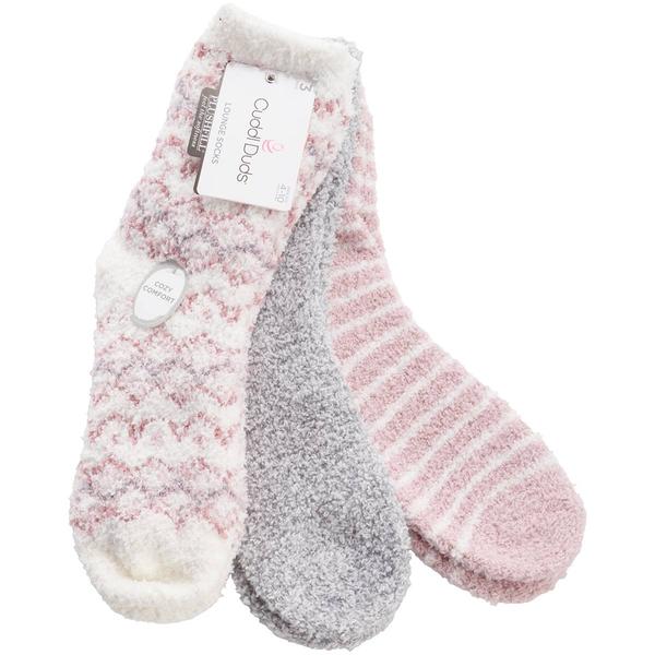 Womens Cuddl Duds(R) 3Pk Geo Fairisle Cozies Socks - image 