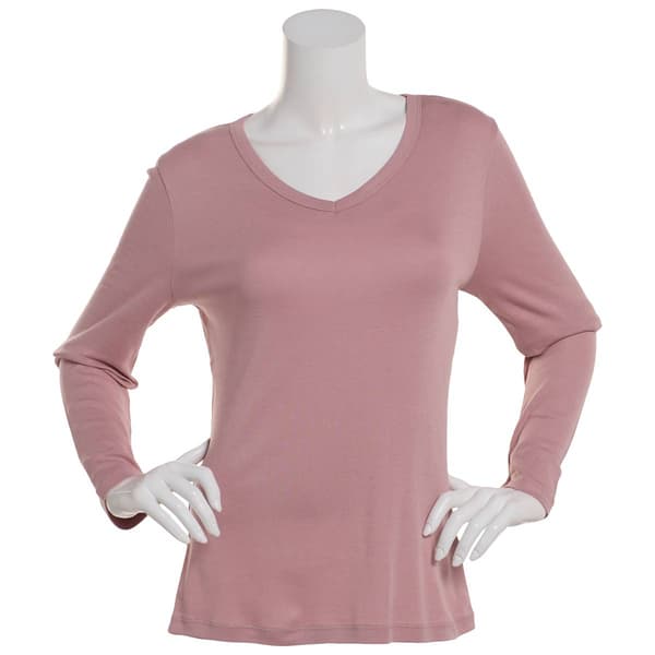 Womens Architect® Long Sleeve Solid Rib V-Neck Tee