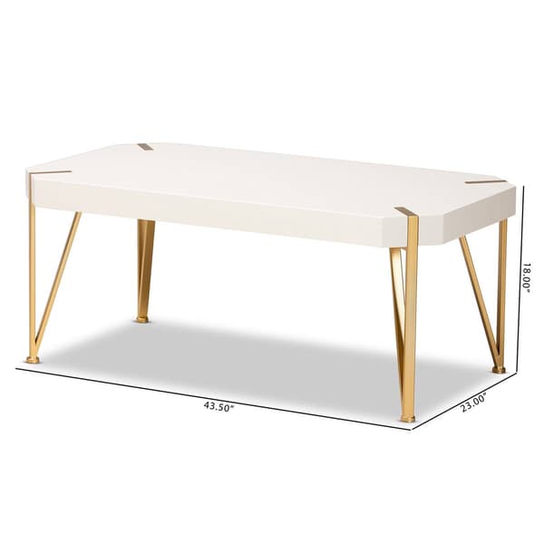 Baxton Studio Kassa Brushed Gold Metal & White Wood Coffee Table