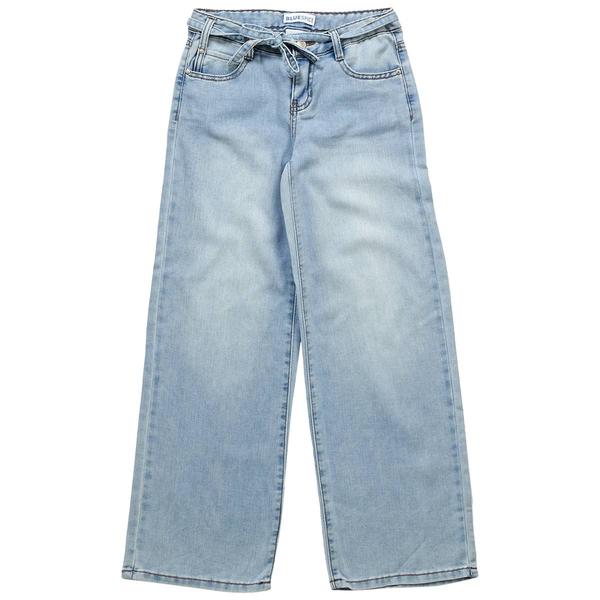 Girls (7-16) Blue Spice Drapey Denim w/ Belt Wide Leg Jeans - image 