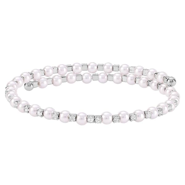 Athra Fine Silver Plated Pink Pearl & Crystal Coil Bracelet - image 