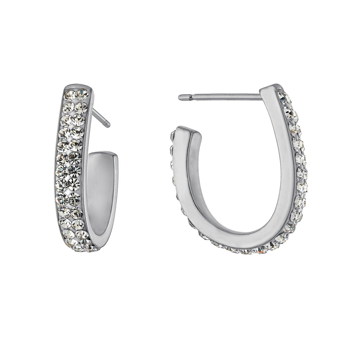 Athra Fine Silver Plated Crystal J Hoop Earrings