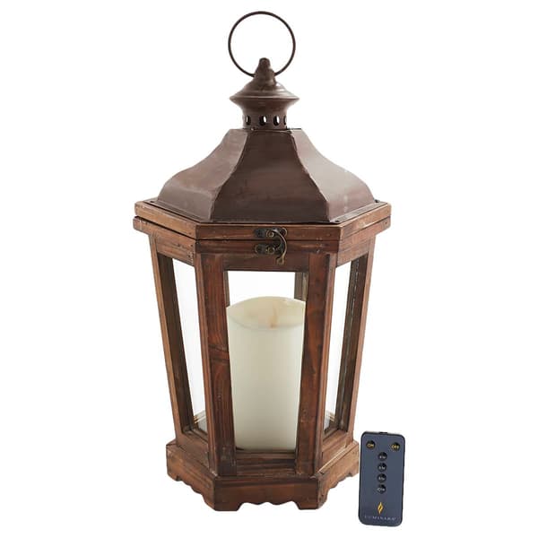 Luminara 16in. Charleston Flameless Candle Lantern - Brown - image 