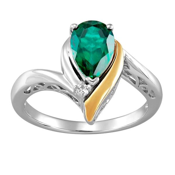 Gemstone Classics&#40;tm&#41;Sterling Silver Lab Created Emerald Ring - image 