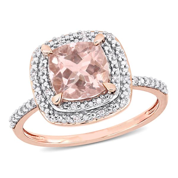 Gemstone Classics&#40;tm&#41; 14kt. Rose Gold Halo Morganite Ring