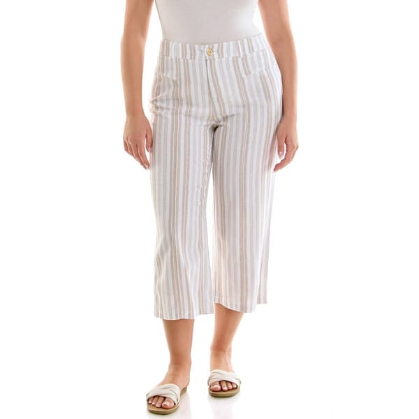 Plus Size Zac & Rachel Stripe Linen Capris