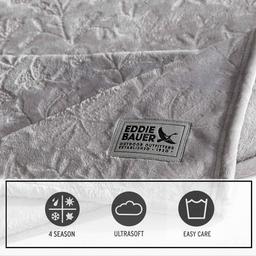 Eddie Bauer Woodblock Floral Plush-Fleece Throw