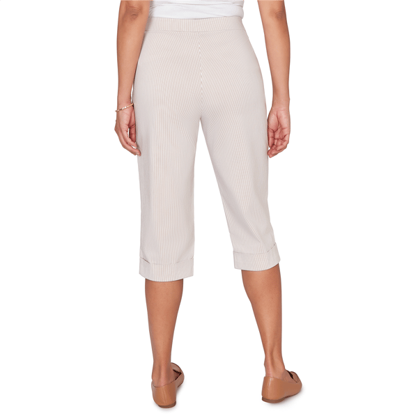 Womens Alfred Dunner Classics_S6 Stretch Stripe Clamdigger Capri