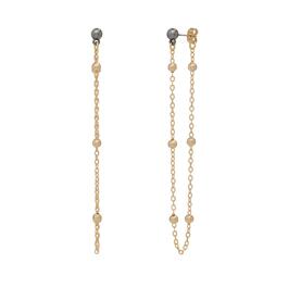 Steve Madden Round Stud w/ Front to Back Chain Earrings