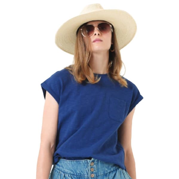 Womens MNK Short Roll Sleeve Knit One Pocket Tee - image 