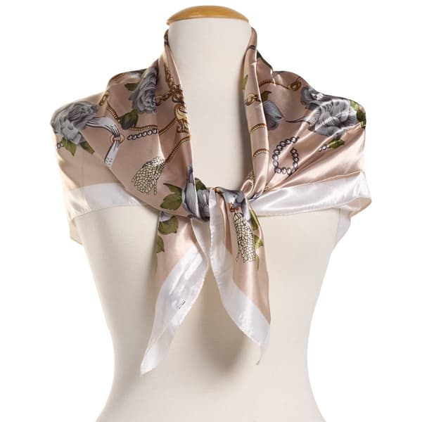 Womens Renshun All Over Silky Square Floral Scarf - image 