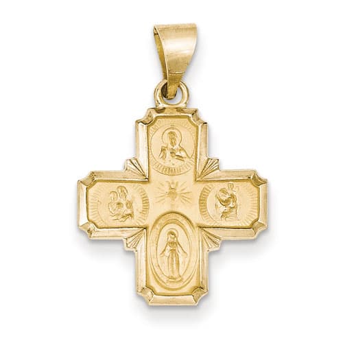 Unisex Gold Classics&#40;tm&#41; 14kt. Polished & Satin Four Way Pendant - image 