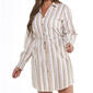 Womens Mlle Gabrielle Long Sleeve Yarn Dye Stripe Shirtdress - image 3