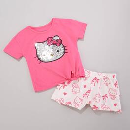 Toddler Girl Hello Kitty&#40;R&#41; Short Sleeve Applique Tee & Shorts Set
