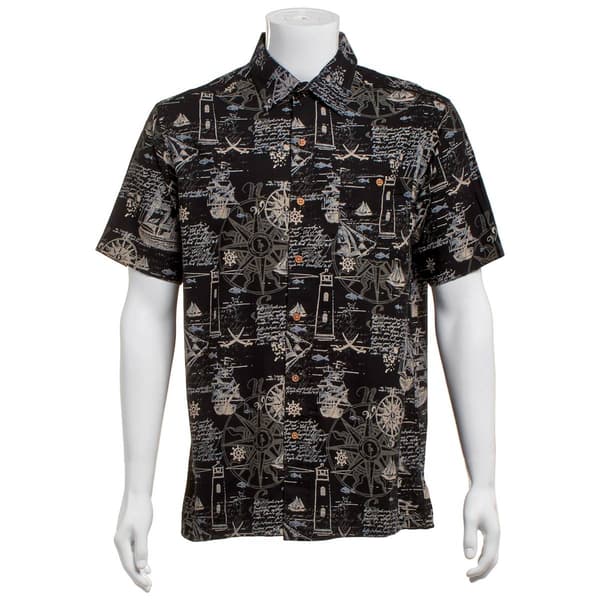 Mens Preswick & Moore(R) Rayon Button Down Shirt - Navy - image 