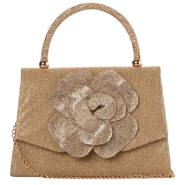 D''Margeaux Flower Shimmer Clutch w/ Chain