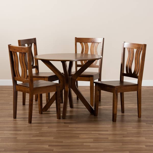 Baxton Studio Mare Walnut Brown Finished Wood 5pc. Dining Set