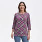 Petite Hasting & Smith 3/4 Sleeve Plaid Round Neck Tee - image 2