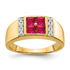 Mens Gentlemens Classics&#40;tm&#41; 14kt. Gold Diamond & Ruby Accent Ring