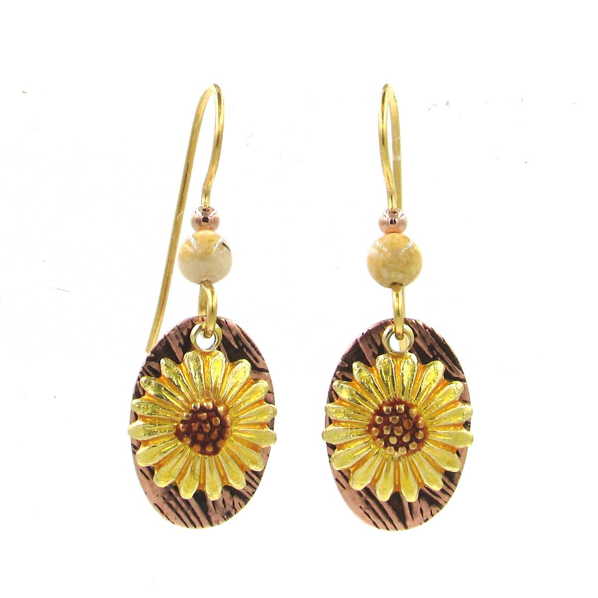 Silver Forest Gold-Tone Warm Sunflower Drop Earrings