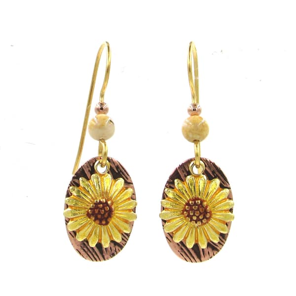 Silver Forest Warm Sunflower Drop Earrings - image 