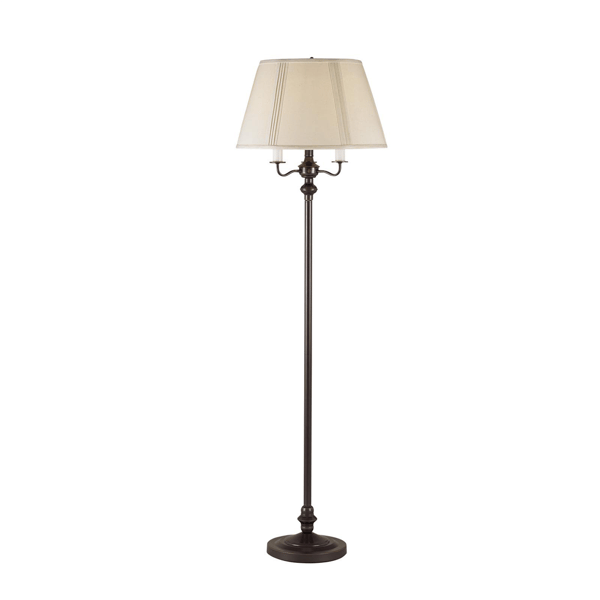 HomeRoots 60 Bronze Metal Four Light Floor Lamp With Beige Fabr