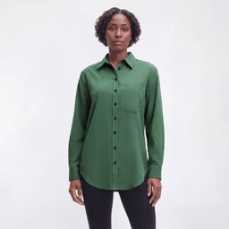 Womens Notations Long Sleeve Solid Silky Stretch Equipment Shirt
