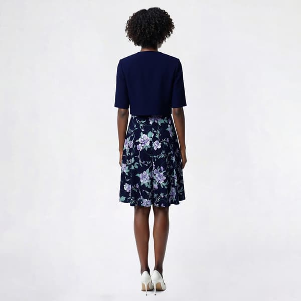 Womens Perceptions Short Sleeve Zip Jacket with Fit & Flare Dress