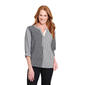 Multiples 3/4 Rolled Tab Sleeve Y Neck Stripe Crinkle Blouse - image 1