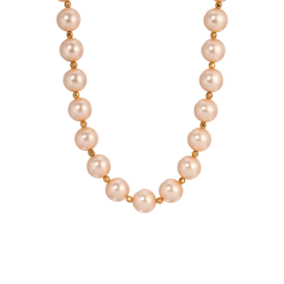 1928 15in. Gold-Tone Peach Faux Pearl Beaded Collar Necklace