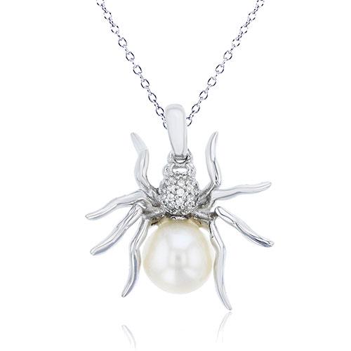 Gemstone Classics(tm) Sterling Silver Pearl Spider Pendant