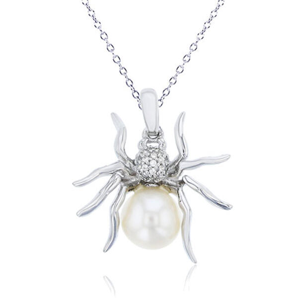 Gemstone Classics&#40;tm&#41; Sterling Silver Pearl Spider Pendant - image 