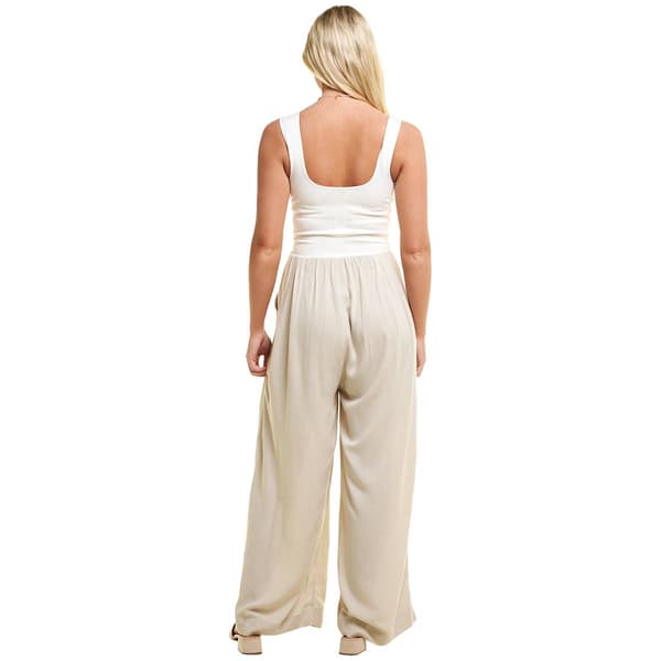 Juniors Hunter & Brown Ponte Top Crosshatch Pleated Jumpsuit