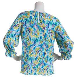 Womens Floral & Ivy 3/4 Sleeve Round Neck Muted Floral Blouse