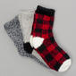 Womens Cuddl Duds 3Pk Buffalo Plaid Lounge Socks - image 1